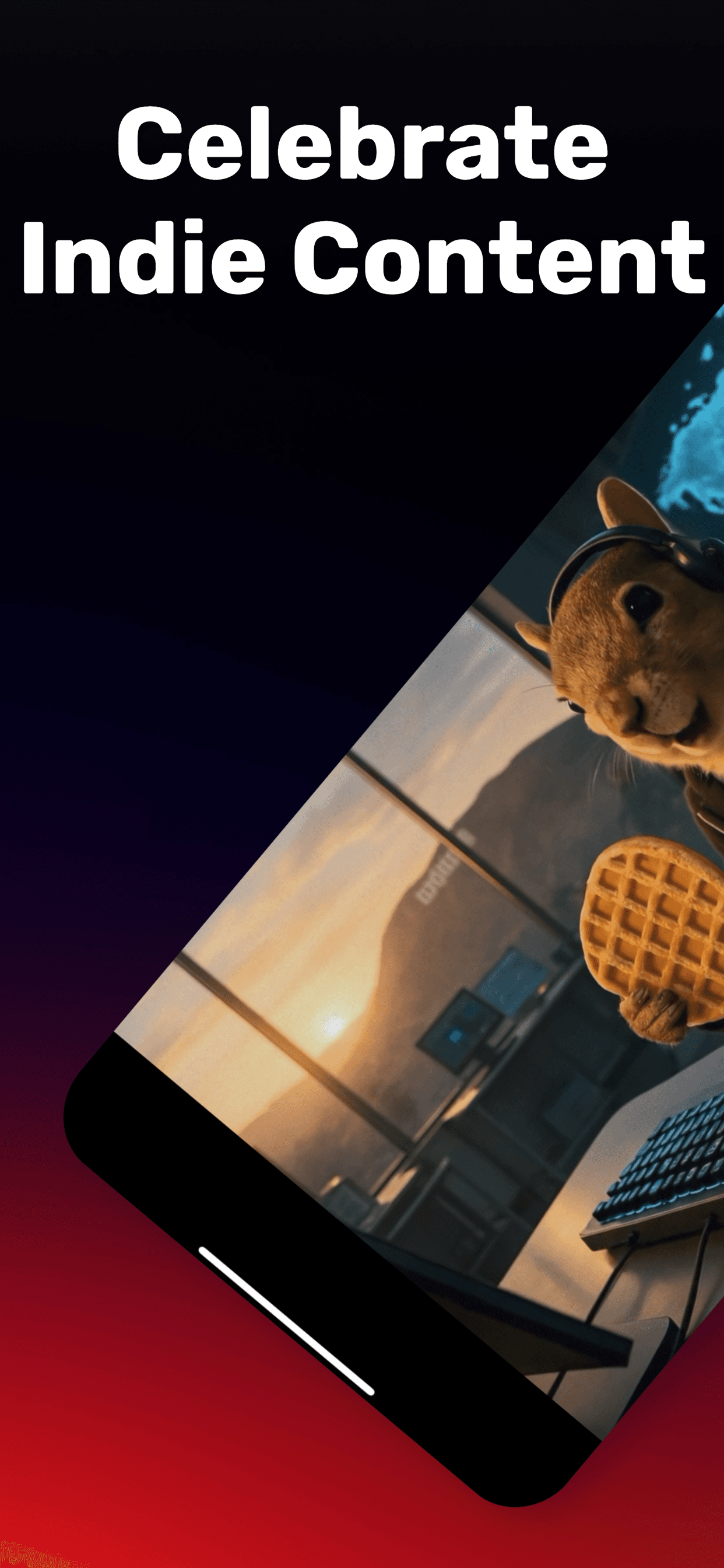 Phone showing Celebrate Indie Content on Vignetta